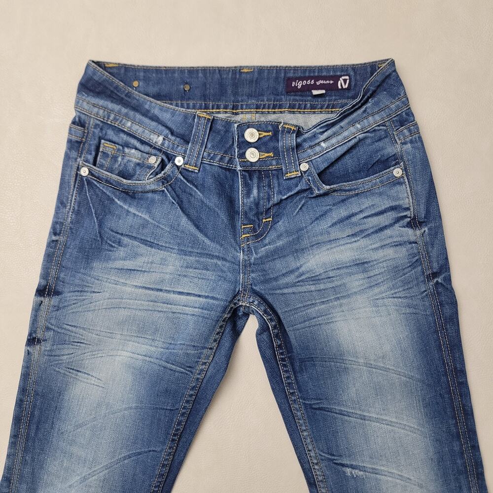 Vigoss Womens Jeans Straight Low Rise 29x31 Flap Pocket Distressed Stretch Sz5 - Picture 4 of 13